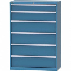 LISTA - 6 Drawer, 84 Compartment Bright Blue Steel Modular Storage Cabinet - USA Tool & Supply