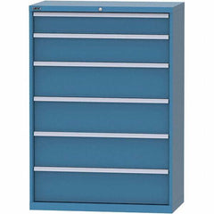 LISTA - 6 Drawer, 84 Compartment Bright Blue Steel Modular Storage Cabinet - USA Tool & Supply