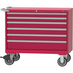 LISTA - 6 Drawer, 84 Compartment Red Steel Modular Storage Cabinet - USA Tool & Supply