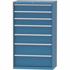 LISTA - 7 Drawer, 84 Compartment Bright Blue Steel Modular Storage Cabinet - USA Tool & Supply