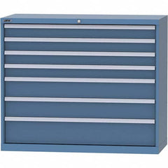 LISTA - 7 Drawer, 99 Compartment Bright Blue Steel Modular Storage Cabinet - USA Tool & Supply