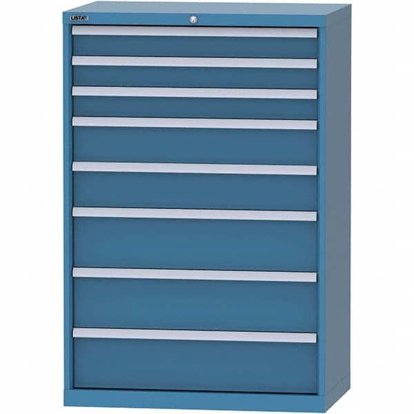 LISTA - 8 Drawer, 84 Compartment Bright Blue Steel Modular Storage Cabinet - USA Tool & Supply