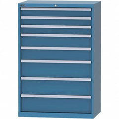 LISTA - 8 Drawer, 84 Compartment Bright Blue Steel Modular Storage Cabinet - USA Tool & Supply