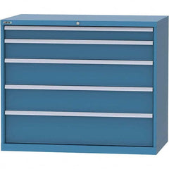 LISTA - 5 Drawer, 99 Compartment Bright Blue Steel Modular Storage Cabinet - USA Tool & Supply