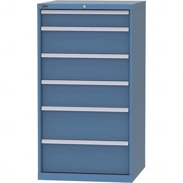 LISTA - 6 Drawer, 45 Compartment Bright Blue Steel Modular Storage Cabinet - USA Tool & Supply