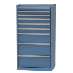 LISTA - 9 Drawer, 124 Compartment Bright Blue Steel Modular Storage Cabinet - USA Tool & Supply