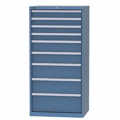 LISTA - 8 Drawer, 124 Compartment Bright Blue Steel Modular Storage Cabinet - USA Tool & Supply