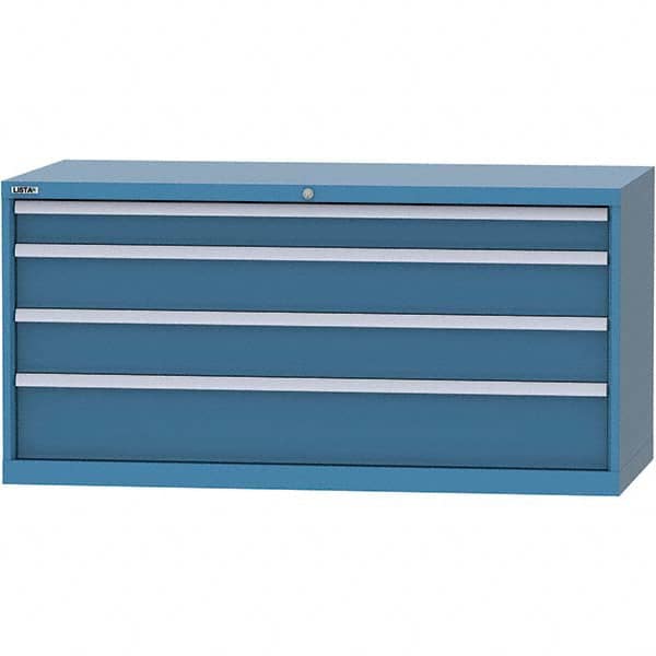 LISTA - 4 Drawer, 84 Compartment Bright Blue Steel Modular Storage Cabinet - USA Tool & Supply