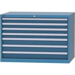 LISTA - 7 Drawer, 84 Compartment Bright Blue Steel Modular Storage Cabinet - USA Tool & Supply