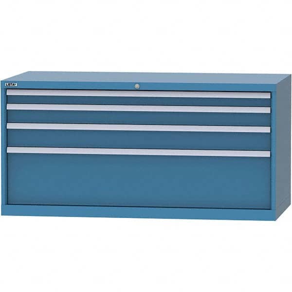 LISTA - 4 Drawer, 84 Compartment Bright Blue Steel Modular Storage Cabinet - USA Tool & Supply