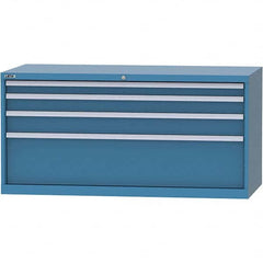 LISTA - 4 Drawer, 84 Compartment Bright Blue Steel Modular Storage Cabinet - USA Tool & Supply