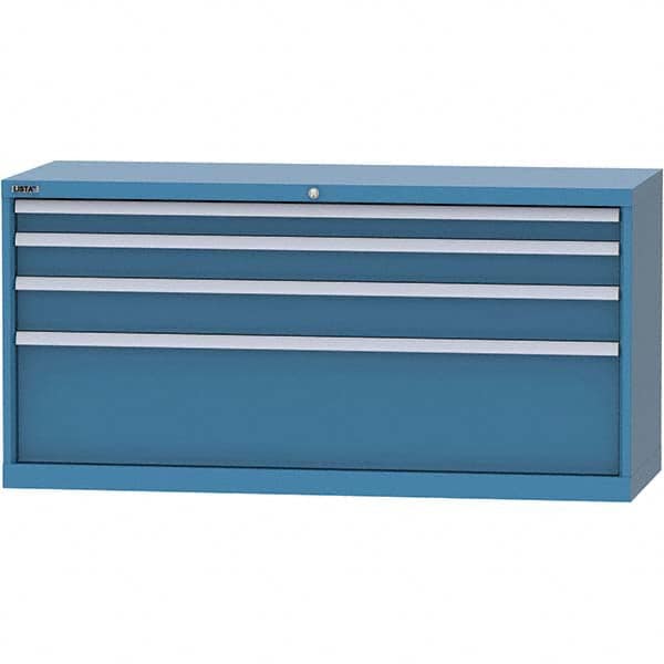 LISTA - 4 Drawer, 84 Compartment Bright Blue Steel Modular Storage Cabinet - USA Tool & Supply