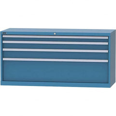 LISTA - 4 Drawer, 84 Compartment Bright Blue Steel Modular Storage Cabinet - USA Tool & Supply