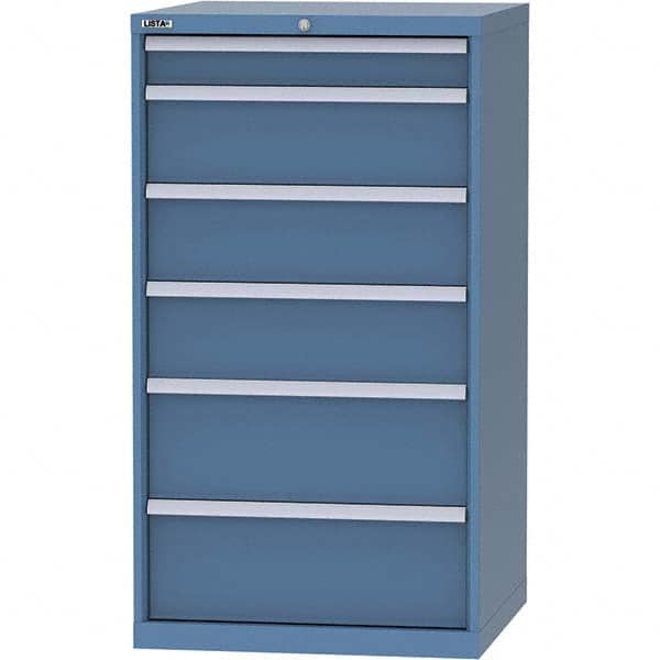 LISTA - 6 Drawer, 45 Compartment Bright Blue Steel Modular Storage Cabinet - USA Tool & Supply