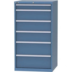 LISTA - 6 Drawer, 45 Compartment Bright Blue Steel Modular Storage Cabinet - USA Tool & Supply