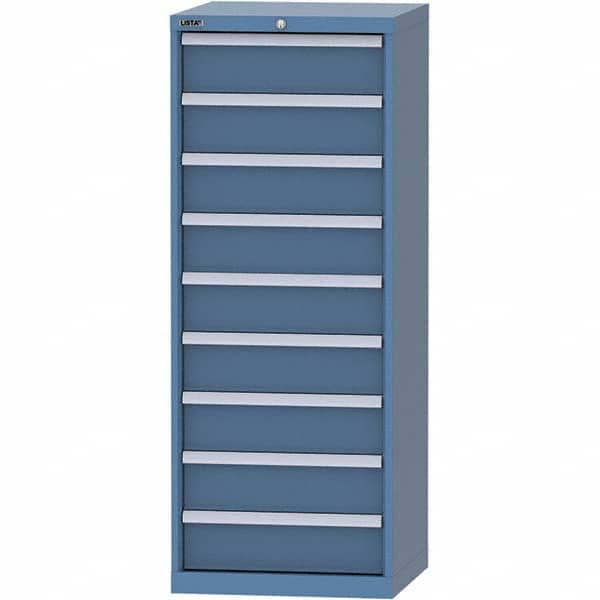 LISTA - 9 Drawer, 84 Compartment Bright Blue Steel Modular Storage Cabinet - USA Tool & Supply
