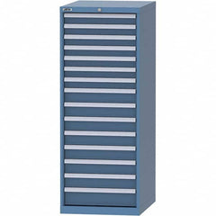 LISTA - 15 Drawer, 99 Compartment Bright Blue Steel Modular Storage Cabinet - USA Tool & Supply