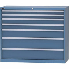 LISTA - 7 Drawer, 99 Compartment Bright Blue Steel Modular Storage Cabinet - USA Tool & Supply