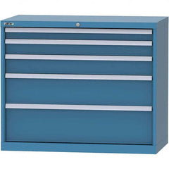 LISTA - 5 Drawer, 84 Compartment Bright Blue Steel Modular Storage Cabinet - USA Tool & Supply
