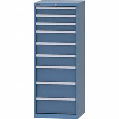 LISTA - 9 Drawer, 84 Compartment Bright Blue Steel Modular Storage Cabinet - USA Tool & Supply