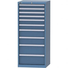 LISTA - 10 Drawer, 84 Compartment Bright Blue Steel Modular Storage Cabinet - USA Tool & Supply