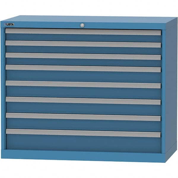 LISTA - 8 Drawer, 84 Compartment Bright Blue Steel Modular Storage Cabinet - USA Tool & Supply