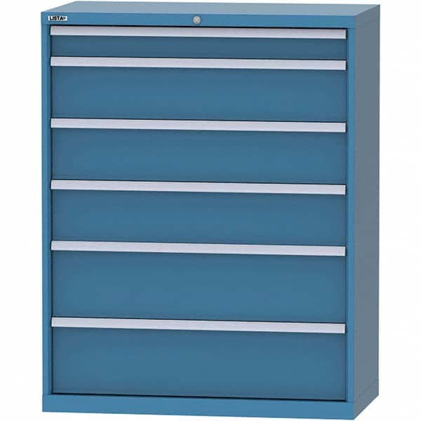 LISTA - 6 Drawer, 84 Compartment Bright Blue Steel Modular Storage Cabinet - USA Tool & Supply