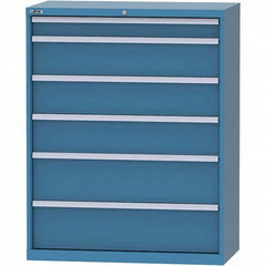 LISTA - 6 Drawer, 84 Compartment Bright Blue Steel Modular Storage Cabinet - USA Tool & Supply