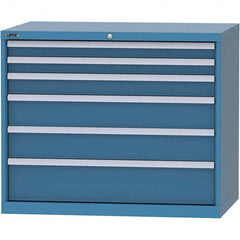 LISTA - 6 Drawer, 99 Compartment Bright Blue Steel Modular Storage Cabinet - USA Tool & Supply