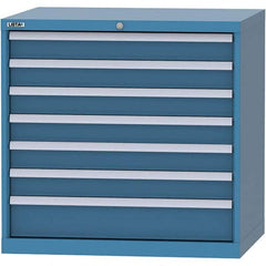 LISTA - 7 Drawer, 84 Compartment Bright Blue Steel Modular Storage Cabinet - USA Tool & Supply