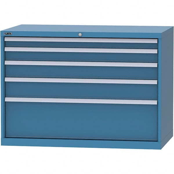 LISTA - 5 Drawer, 99 Compartment Bright Blue Steel Modular Storage Cabinet - USA Tool & Supply