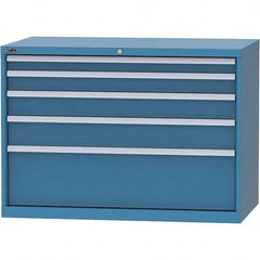 LISTA - 5 Drawer, 99 Compartment Bright Blue Steel Modular Storage Cabinet - USA Tool & Supply