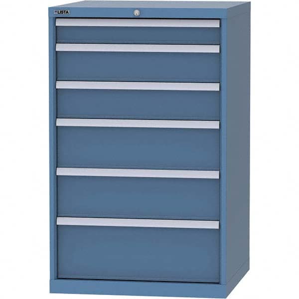 LISTA - 6 Drawer, 45 Compartment Bright Blue Steel Modular Storage Cabinet - USA Tool & Supply