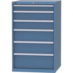 LISTA - 6 Drawer, 45 Compartment Bright Blue Steel Modular Storage Cabinet - USA Tool & Supply