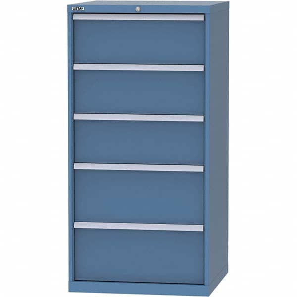 LISTA - 5 Drawer, 45 Compartment Bright Blue Steel Modular Storage Cabinet - USA Tool & Supply