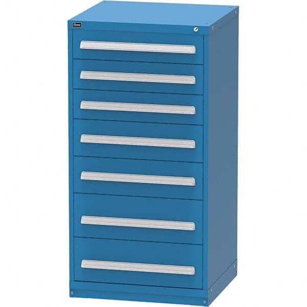 Vidmar - 7 Drawer Bright Blue Steel Modular Storage Cabinet - USA Tool & Supply