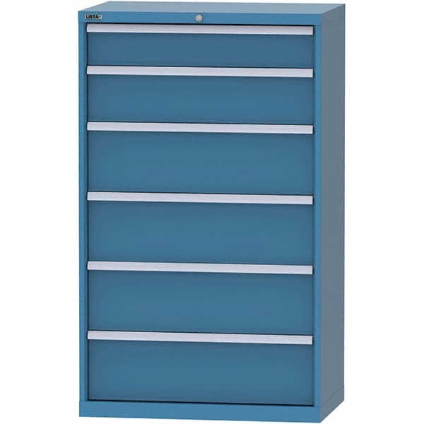LISTA - 6 Drawer, 84 Compartment Bright Blue Steel Modular Storage Cabinet - USA Tool & Supply