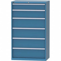 LISTA - 6 Drawer, 84 Compartment Bright Blue Steel Modular Storage Cabinet - USA Tool & Supply