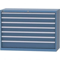 LISTA - 7 Drawer, 99 Compartment Bright Blue Steel Modular Storage Cabinet - USA Tool & Supply