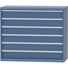 LISTA - 6 Drawer, 99 Compartment Bright Blue Steel Modular Storage Cabinet - USA Tool & Supply
