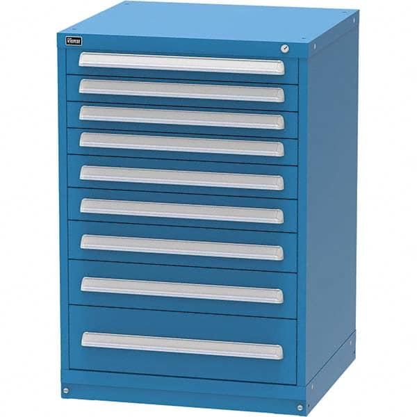 Vidmar - 9 Drawer Bright Blue Steel Modular Storage Cabinet - USA Tool & Supply
