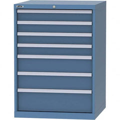 LISTA - 7 Drawer, 45 Compartment Bright Blue Steel Modular Storage Cabinet - USA Tool & Supply