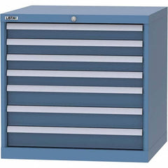 LISTA - 7 Drawer, 45 Compartment Bright Blue Steel Modular Storage Cabinet - USA Tool & Supply