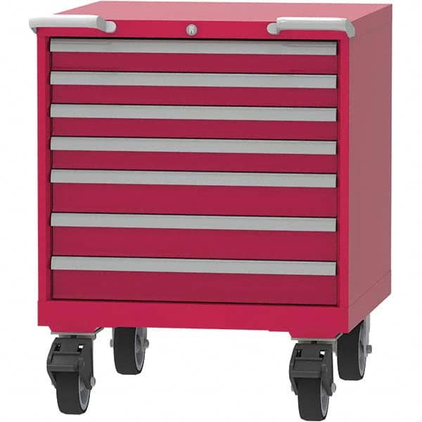 LISTA - 7 Drawer, 45 Compartment Red Steel Modular Storage Cabinet - USA Tool & Supply