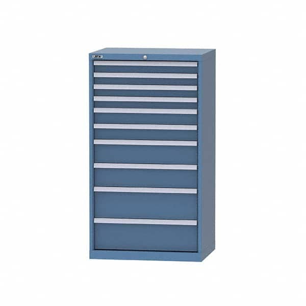 LISTA - 8 Drawer, 124 Compartment Bright Blue Steel Modular Storage Cabinet - USA Tool & Supply