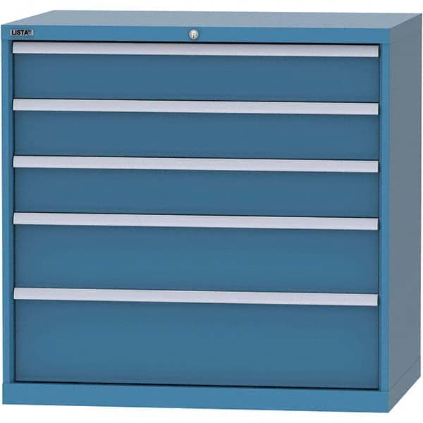 LISTA - 4 Drawer, 99 Compartment Bright Blue Steel Modular Storage Cabinet - USA Tool & Supply