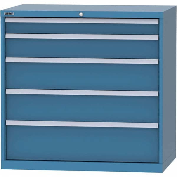 LISTA - 5 Drawer, 99 Compartment Bright Blue Steel Modular Storage Cabinet - USA Tool & Supply