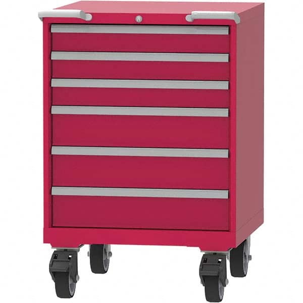 LISTA - 6 Drawer, 45 Compartment Red Steel Modular Storage Cabinet - USA Tool & Supply