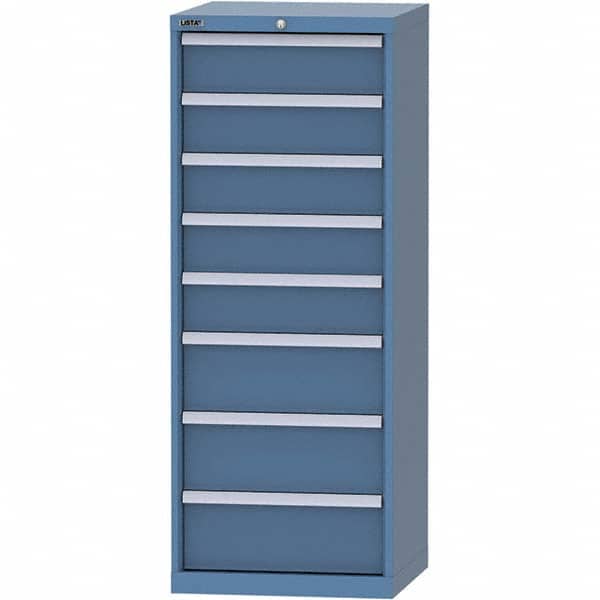 LISTA - 8 Drawer, 84 Compartment Bright Blue Steel Modular Storage Cabinet - USA Tool & Supply