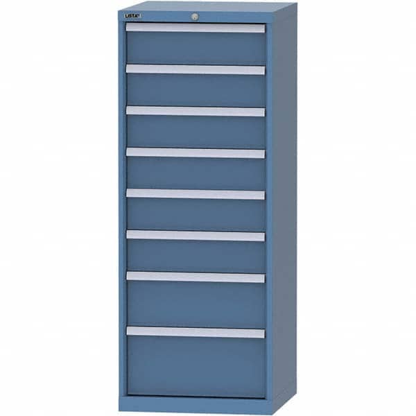 LISTA - 8 Drawer, 84 Compartment Bright Blue Steel Modular Storage Cabinet - USA Tool & Supply